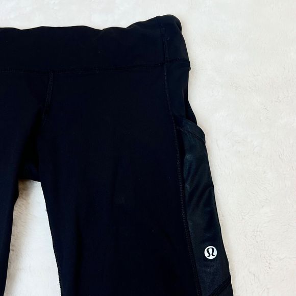 Lululemon Womens Cut The Crop Legging Size 6 Black Capri Cropped Pockets Yoga - Picture 6 of 10